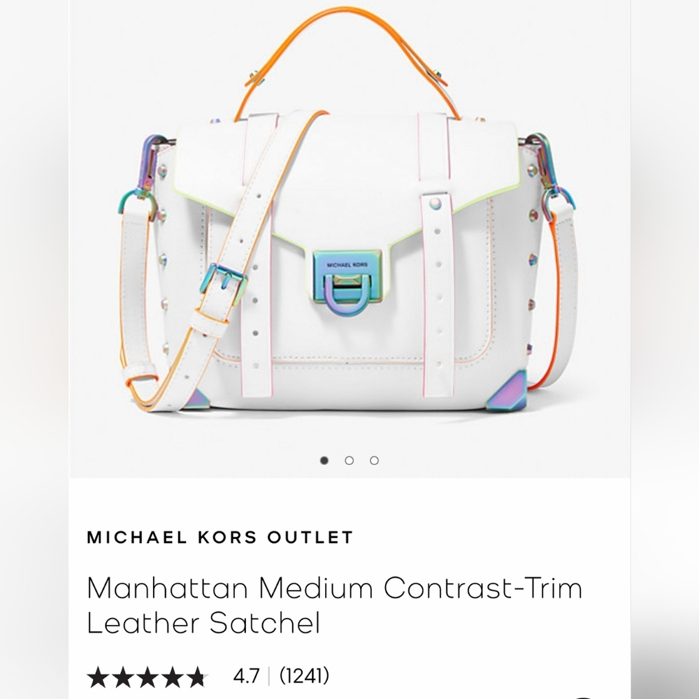 Manhattan Medium Contrast-Trim Leather Satchel